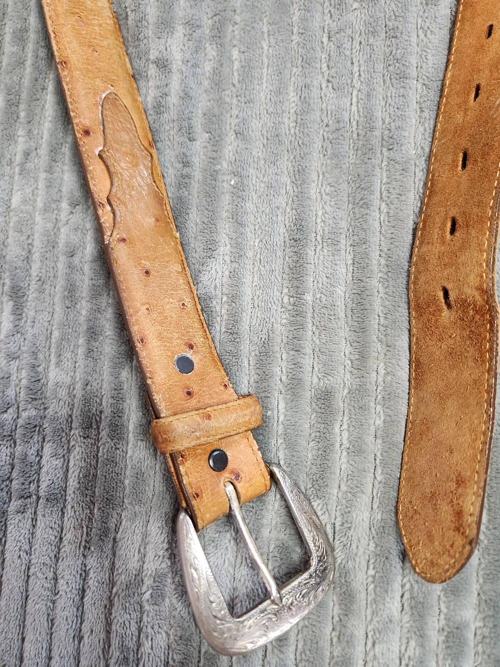 Tony Lama Men's Brown Ostrich Print Belt 1377L Western Tooled Leather Size 38